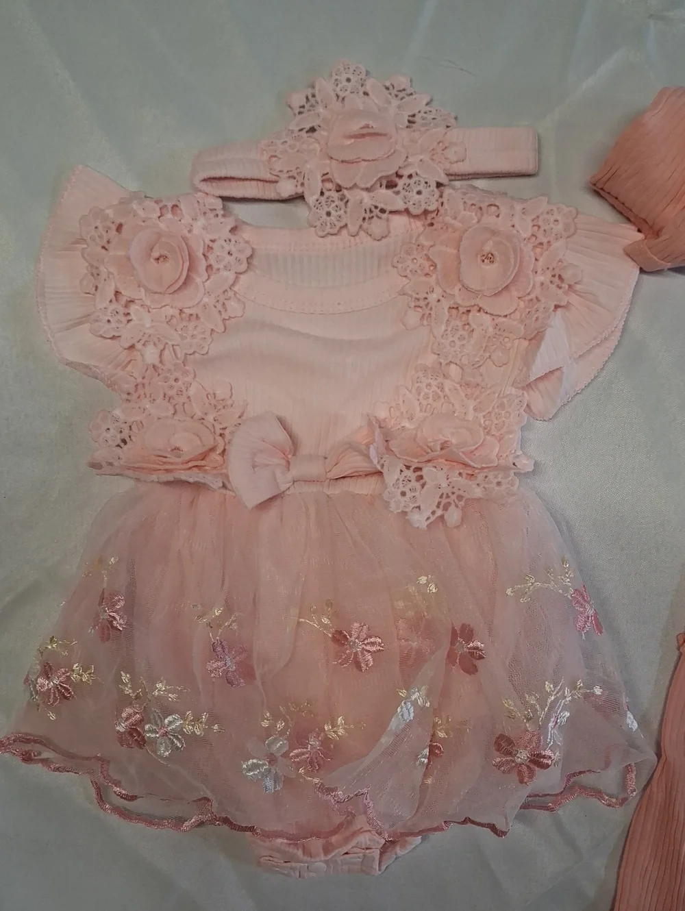 NWT Baby Girl Pink 'Lil Sis' Ribbed Romper & Floral Dress Set